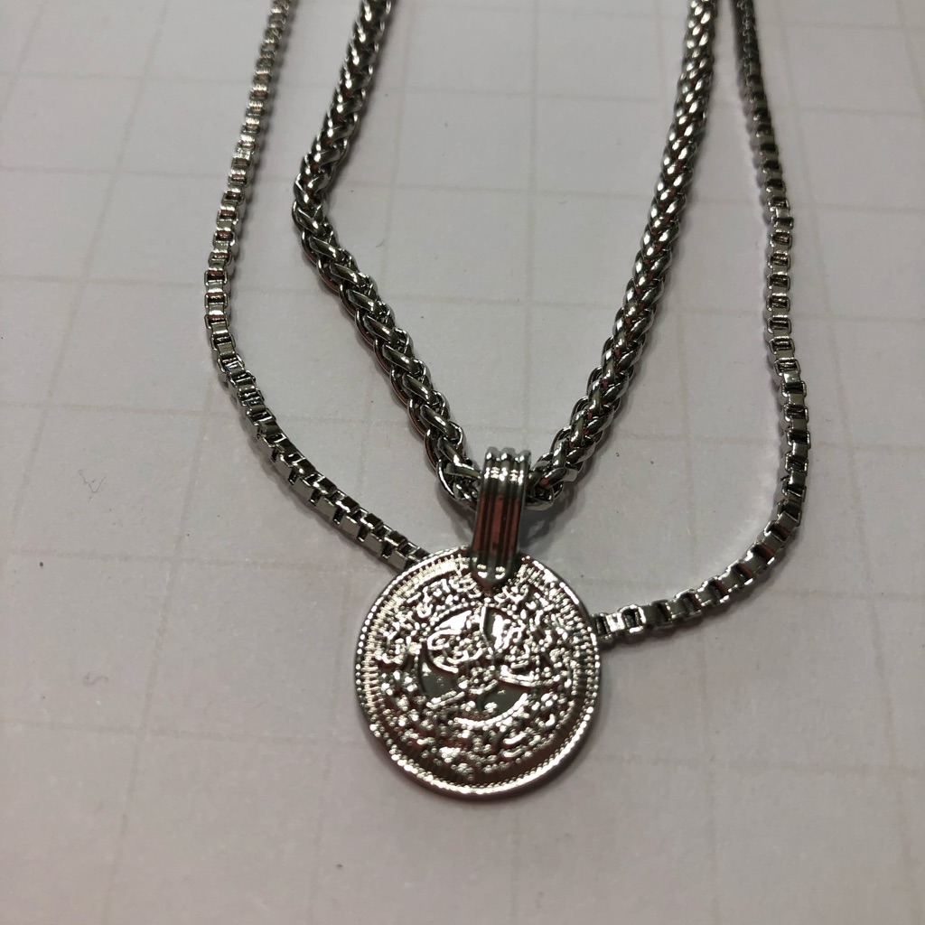 G By Guess Silver Layered Viking Cross Chain With Pendant. Length 22” New